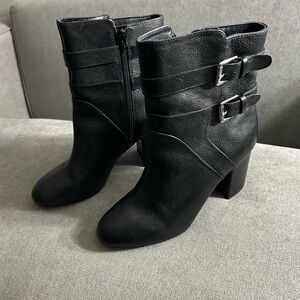 Nine West Black Ankle Boots with Double Buckle